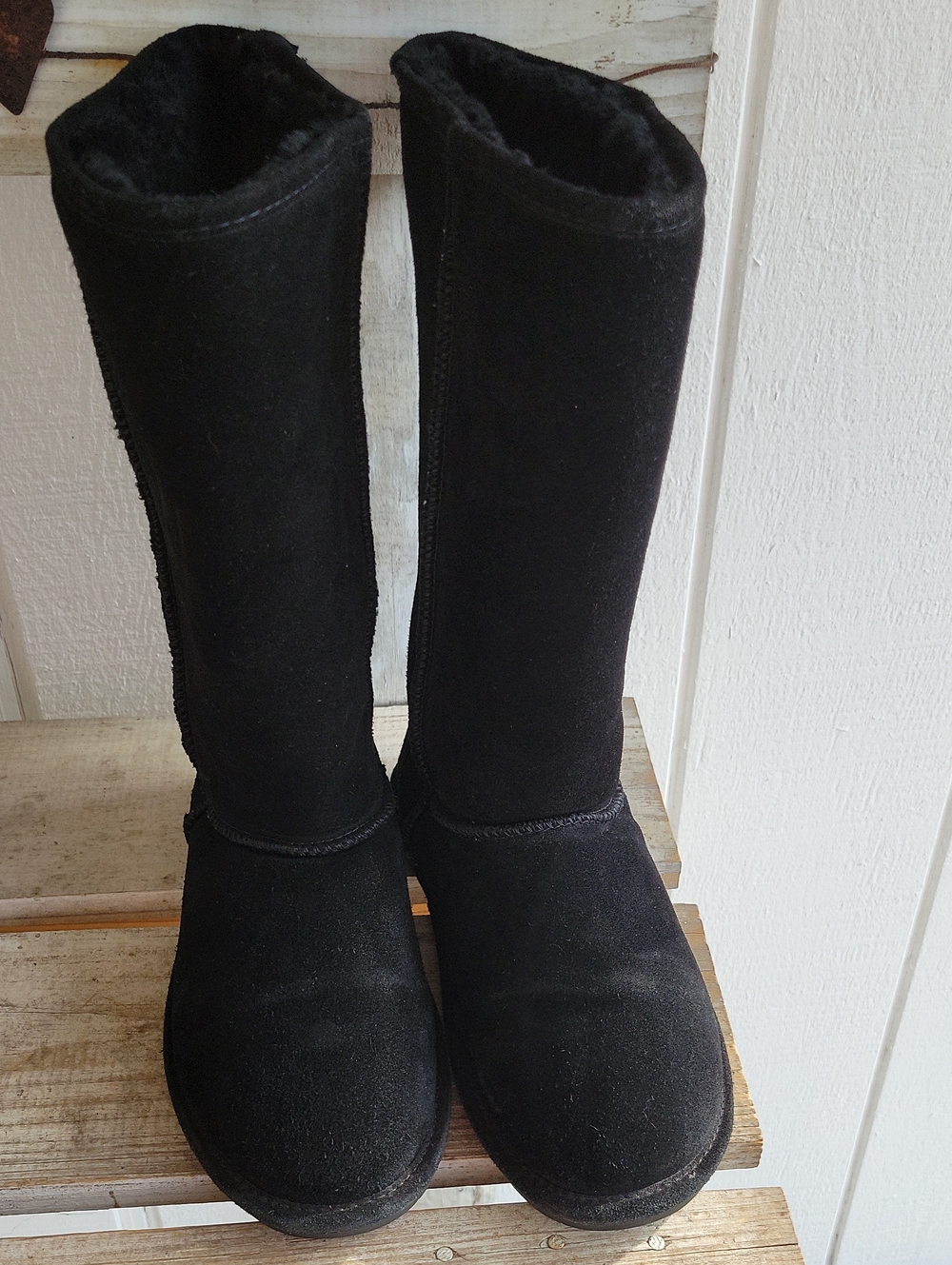 BearPaw Black Tall Suede Winter Boots